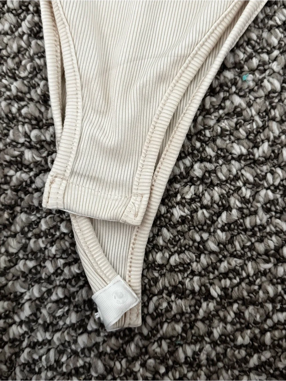 SHEIN Cream Ribbed V-Neck Bodysuit